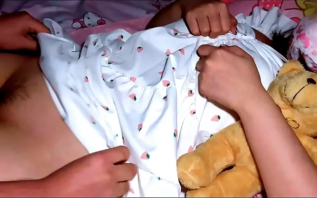 Amateur Asian Step-Sister Gets Pounded Doggy Style Until She Drips Cream