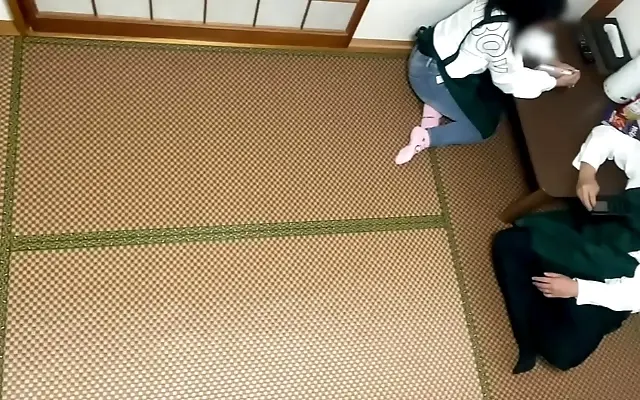 In the quiet break room she melts under his skilled massage hands