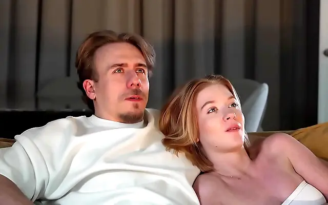 Hot Blonde Enjoys Juicy Creampie in Sensual Couch Session