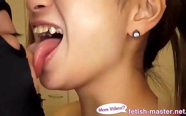Japanese Babe Seduces with Stinky Tongue Kisses and Nose Licking Handjob